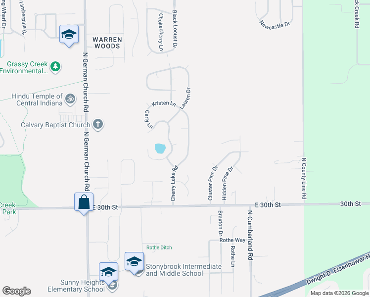 map of restaurants, bars, coffee shops, grocery stores, and more near 11123 Cherry Lake Court in Indianapolis