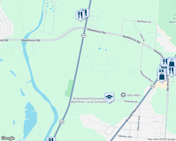 map of restaurants, bars, coffee shops, grocery stores, and more near 4290 Old Troy Pike in Dayton