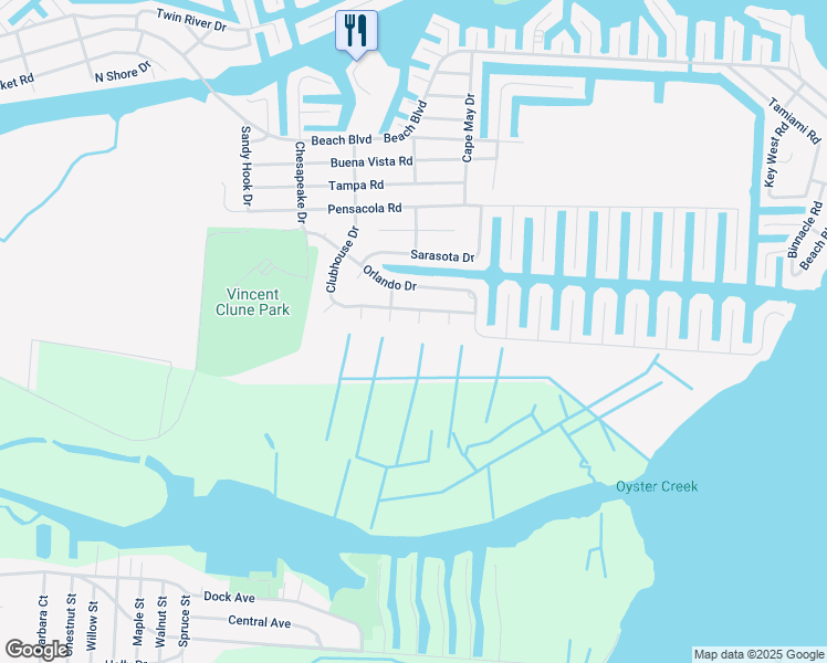 map of restaurants, bars, coffee shops, grocery stores, and more near 2 Osprey Court in Lacey Township