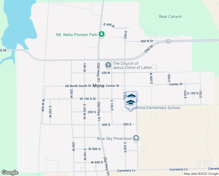 map of restaurants, bars, coffee shops, grocery stores, and more near 90 Center Street in Mona