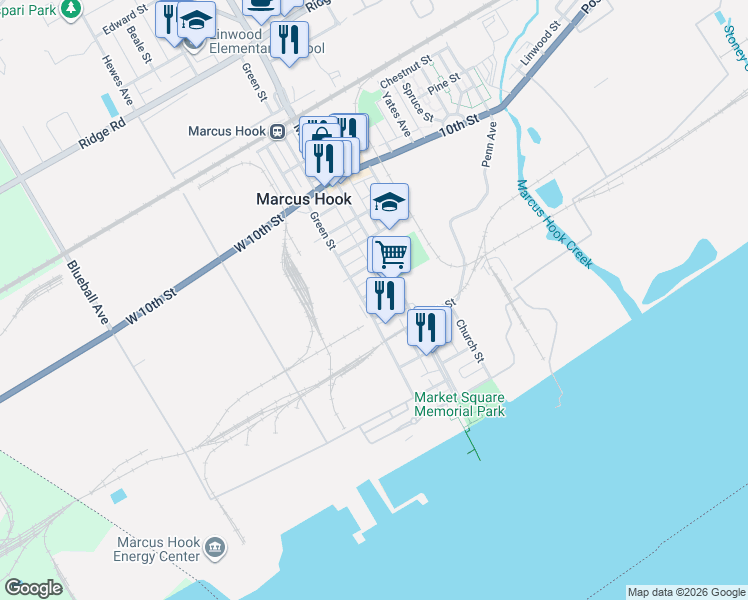 map of restaurants, bars, coffee shops, grocery stores, and more near 17 West 6th Street in Chester