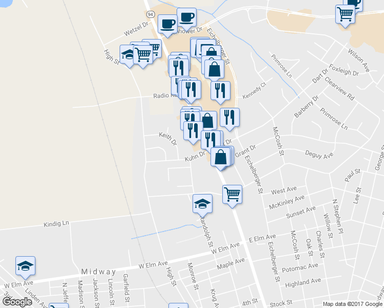 map of restaurants, bars, coffee shops, grocery stores, and more near 11 Kuhn Dr in Hanover