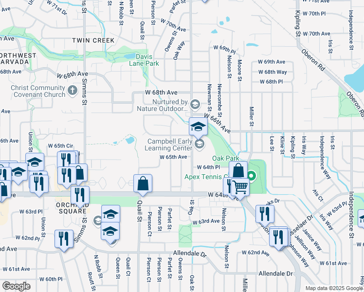 map of restaurants, bars, coffee shops, grocery stores, and more near in Arvada