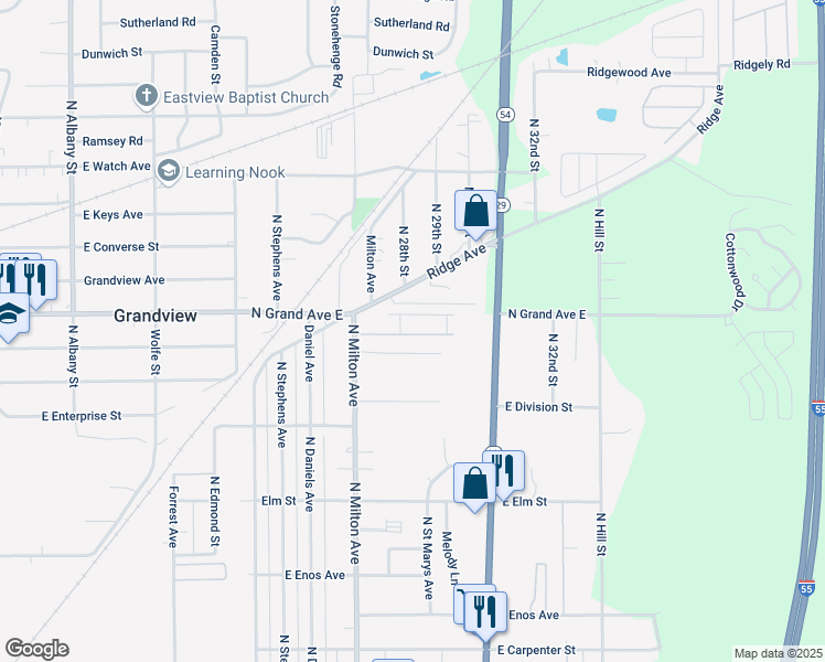 map of restaurants, bars, coffee shops, grocery stores, and more near 45 Rosaria Road in Springfield