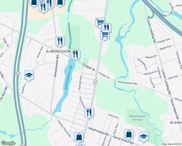 map of restaurants, bars, coffee shops, grocery stores, and more near 1938 Parkside Avenue in Deptford