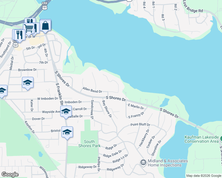 map of restaurants, bars, coffee shops, grocery stores, and more near 30-108 Allen Bend Dr in Decatur