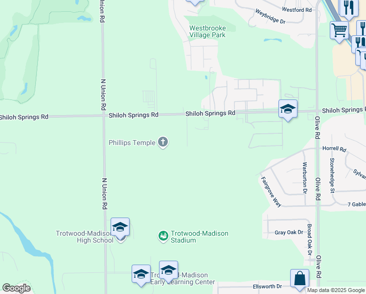 map of restaurants, bars, coffee shops, grocery stores, and more near 951 Tapestry Lane in Trotwood