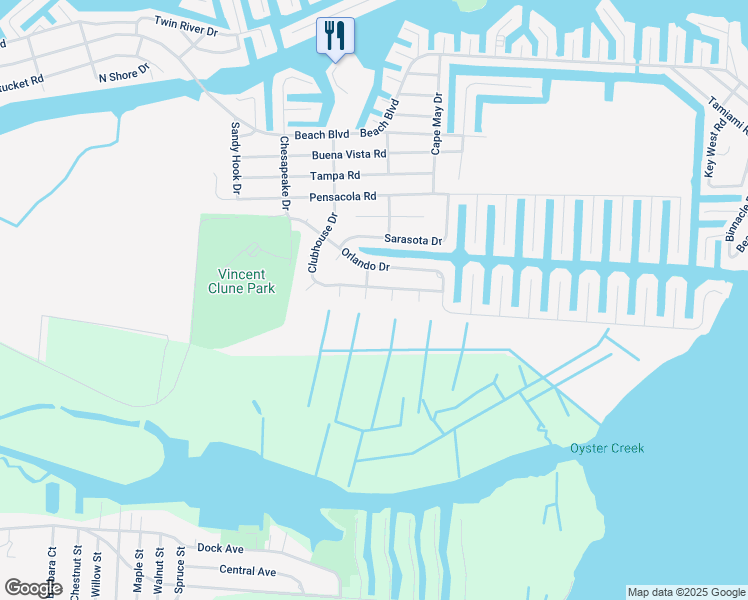 map of restaurants, bars, coffee shops, grocery stores, and more near 2 Osprey Court in Lacey Township