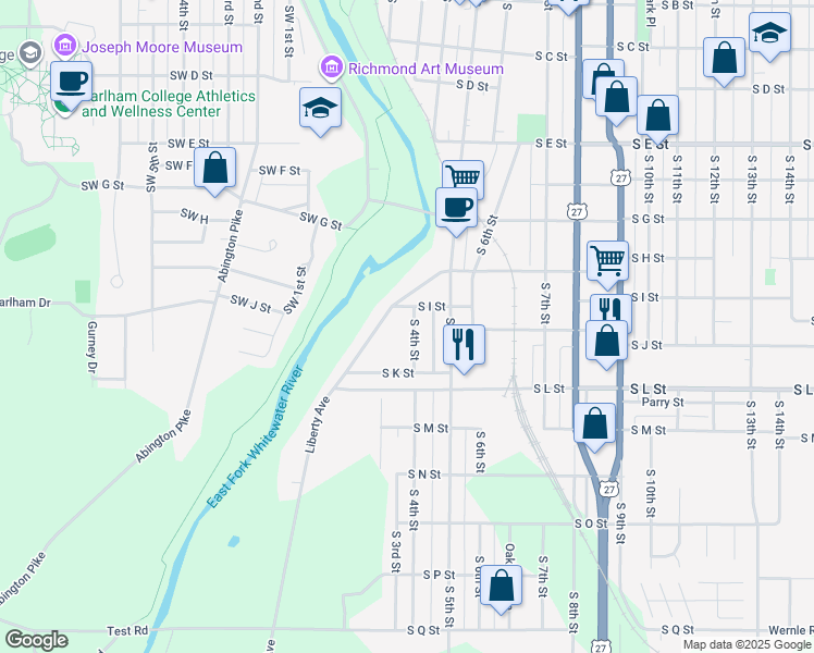 map of restaurants, bars, coffee shops, grocery stores, and more near 920 South 4th Street in Richmond
