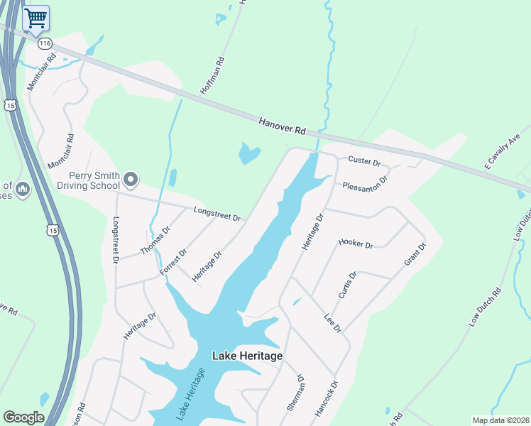 map of restaurants, bars, coffee shops, grocery stores, and more near 395 Heritage Dr in Gettysburg