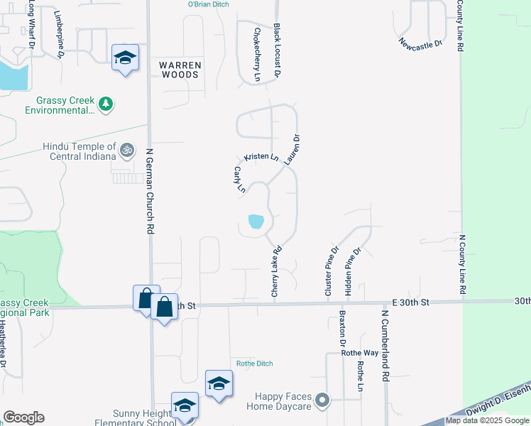 map of restaurants, bars, coffee shops, grocery stores, and more near 3238 Cherry Lake Lane in Indianapolis