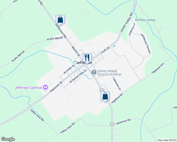 map of restaurants, bars, coffee shops, grocery stores, and more near 19 Baltimore Street in Spring Grove