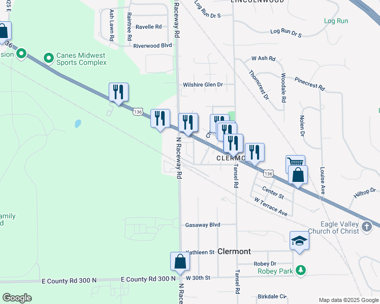 map of restaurants, bars, coffee shops, grocery stores, and more near 9232 Ben Hur Avenue in Indianapolis