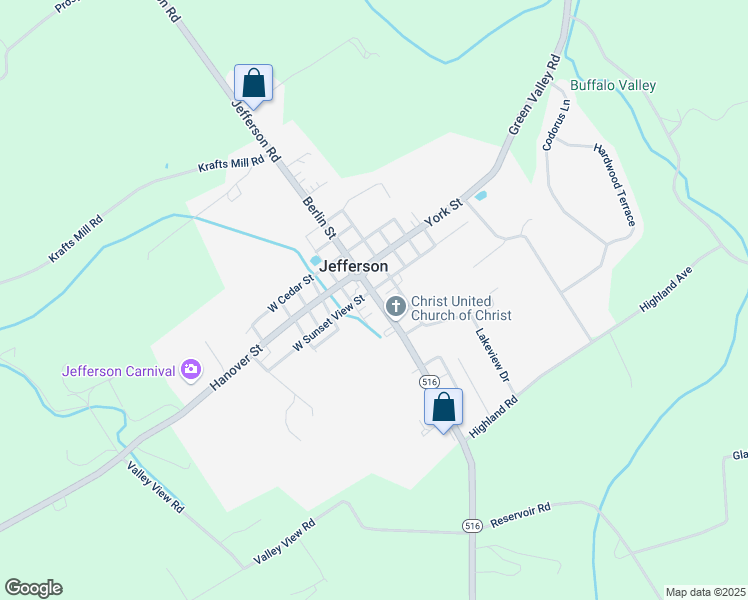 map of restaurants, bars, coffee shops, grocery stores, and more near 19 Baltimore Street in Spring Grove