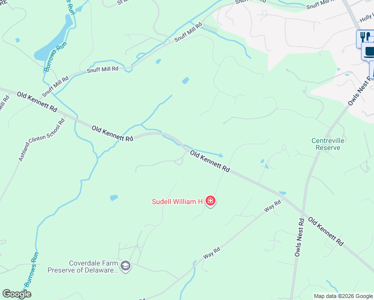 map of restaurants, bars, coffee shops, grocery stores, and more near 900 Old Kennett Road in Wilmington