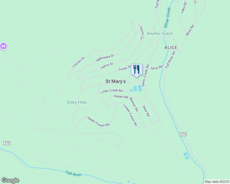 map of restaurants, bars, coffee shops, grocery stores, and more near 296 Aspen Rd in Idaho Springs