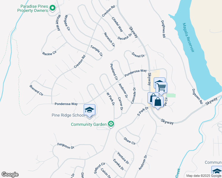 map of restaurants, bars, coffee shops, grocery stores, and more near 13953 Carver Drive in Magalia
