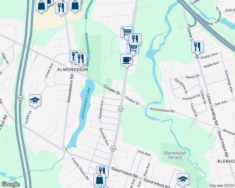 map of restaurants, bars, coffee shops, grocery stores, and more near 1938 Parkside Avenue in Deptford