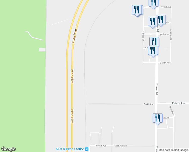 map of restaurants, bars, coffee shops, grocery stores, and more near 17675 East 64th Avenue in Denver