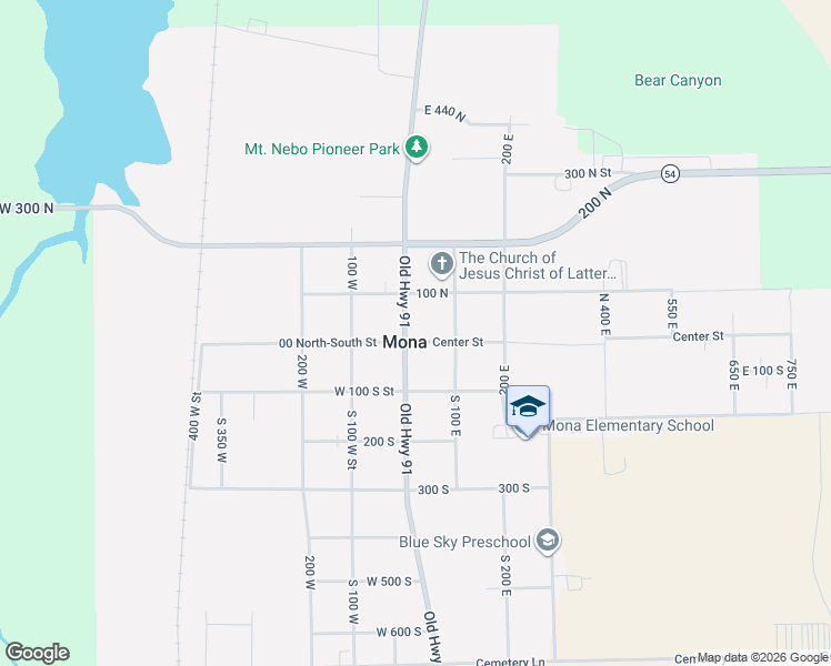 map of restaurants, bars, coffee shops, grocery stores, and more near 20 North Main Street in Mona
