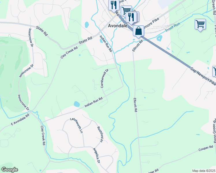 map of restaurants, bars, coffee shops, grocery stores, and more near 605 Heatherbrook Court in Avondale