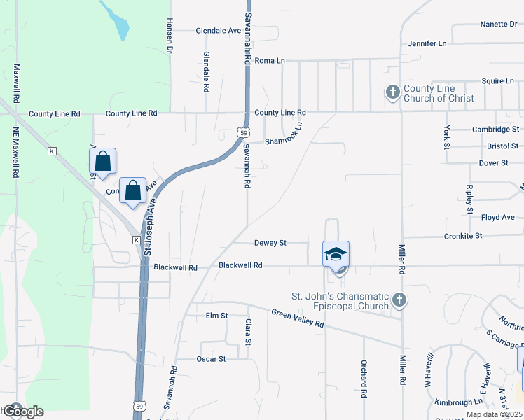 map of restaurants, bars, coffee shops, grocery stores, and more near 5506 Jimtown Road in Saint Joseph