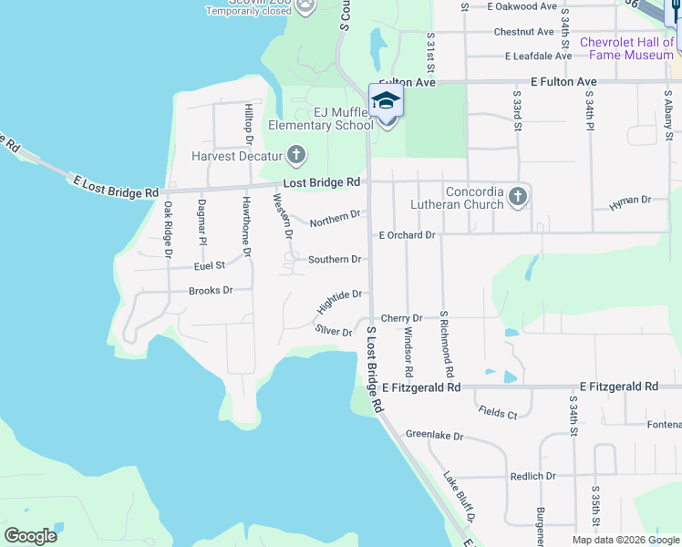 map of restaurants, bars, coffee shops, grocery stores, and more near 122-198 Hightide Drive in Decatur