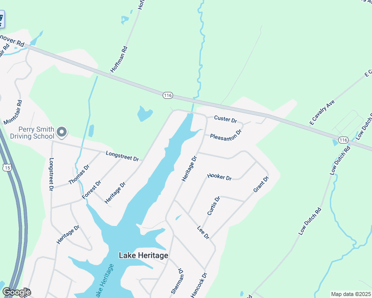 map of restaurants, bars, coffee shops, grocery stores, and more near 494 Heritage Drive in Gettysburg