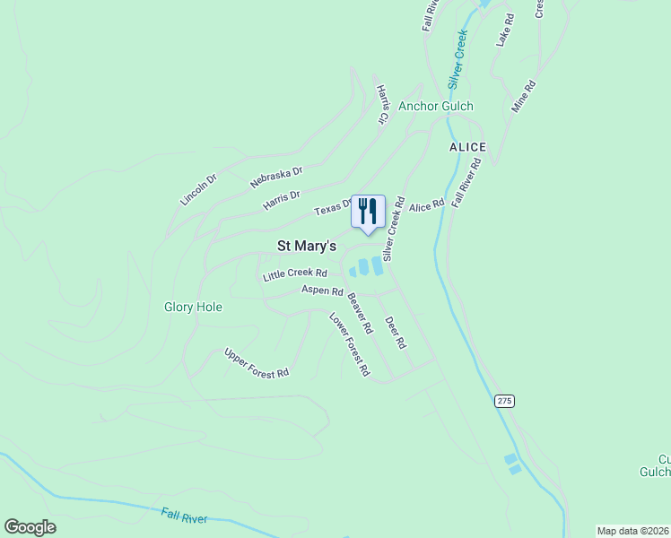 map of restaurants, bars, coffee shops, grocery stores, and more near 425 Aspen Loop Road in Idaho Springs
