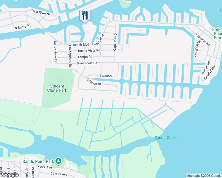 map of restaurants, bars, coffee shops, grocery stores, and more near 4 Heron Court in Lacey Township