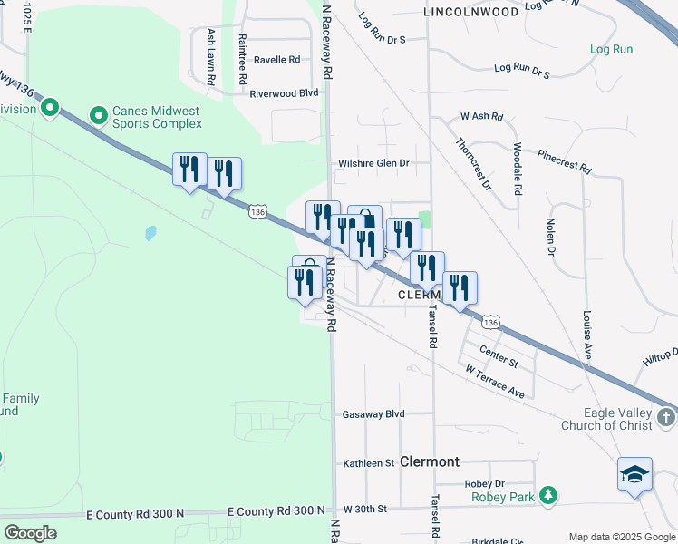map of restaurants, bars, coffee shops, grocery stores, and more near 9232 Ben Hur Avenue in Indianapolis