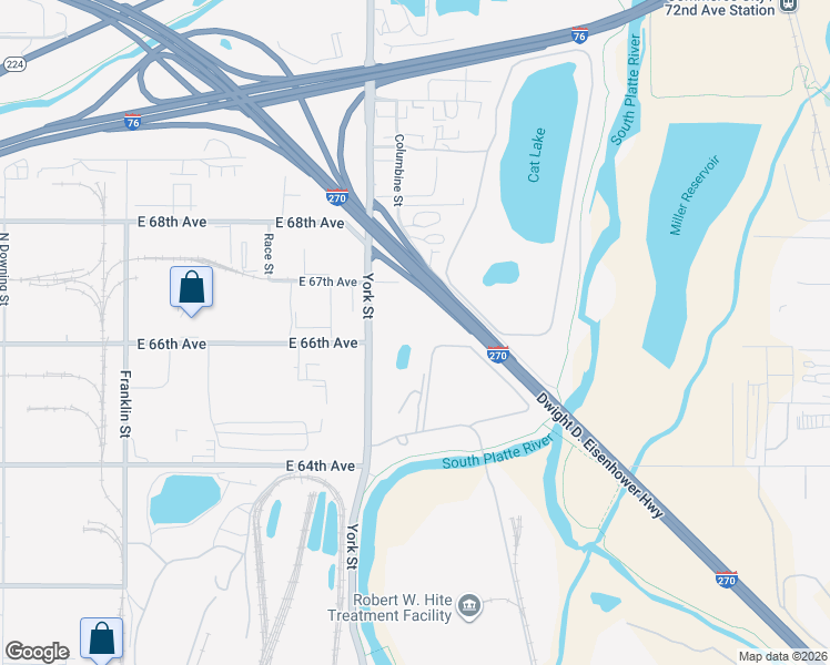 map of restaurants, bars, coffee shops, grocery stores, and more near 6610 York Street in Denver
