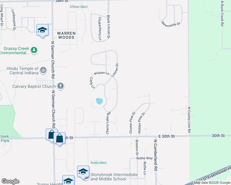 map of restaurants, bars, coffee shops, grocery stores, and more near 11123 Cherry Lake Court in Indianapolis