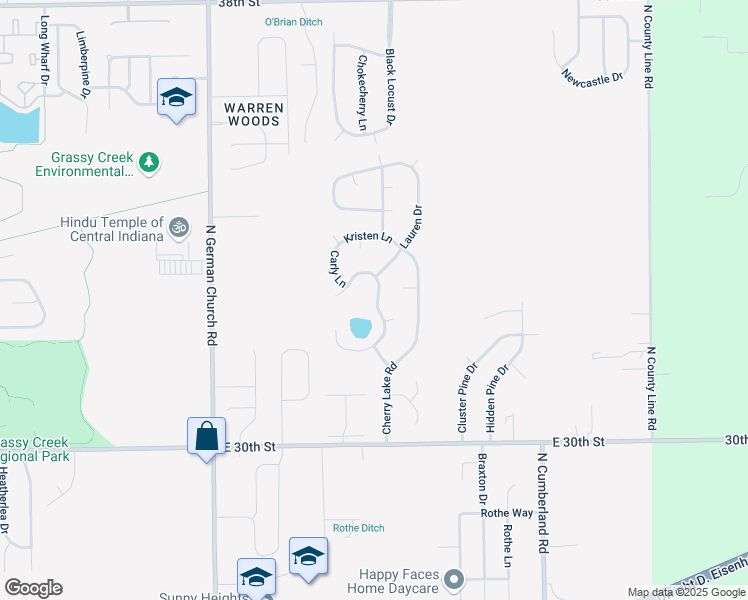 map of restaurants, bars, coffee shops, grocery stores, and more near 3238 Cherry Lake Lane in Indianapolis