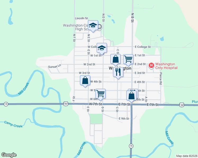 map of restaurants, bars, coffee shops, grocery stores, and more near in Washington