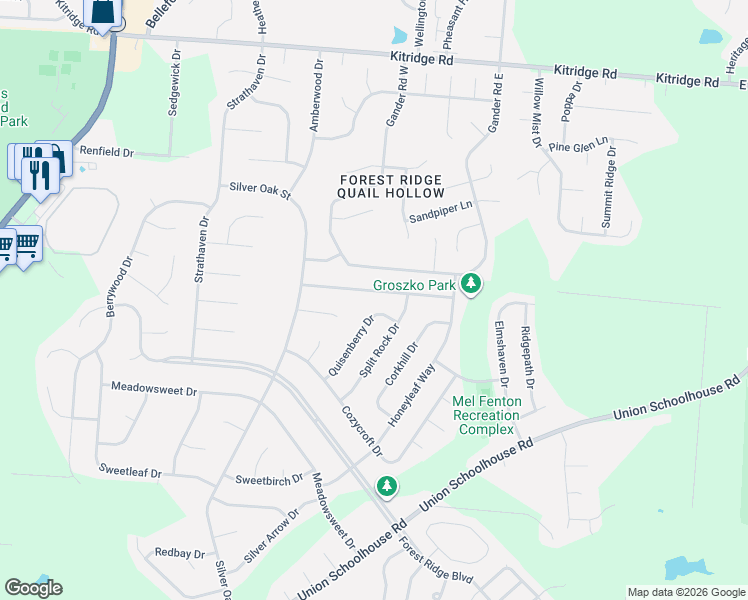 map of restaurants, bars, coffee shops, grocery stores, and more near 5466 Quisenberry Drive in Dayton