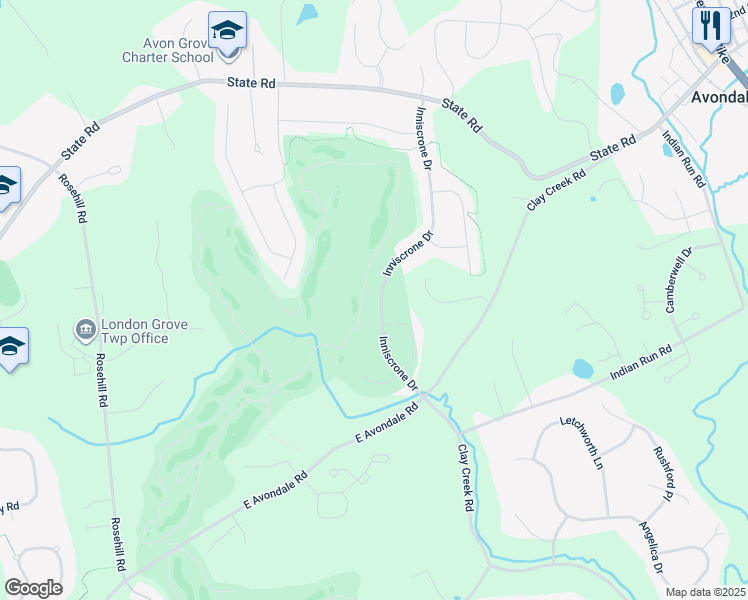 map of restaurants, bars, coffee shops, grocery stores, and more near 103 Inniscrone Drive in Avondale