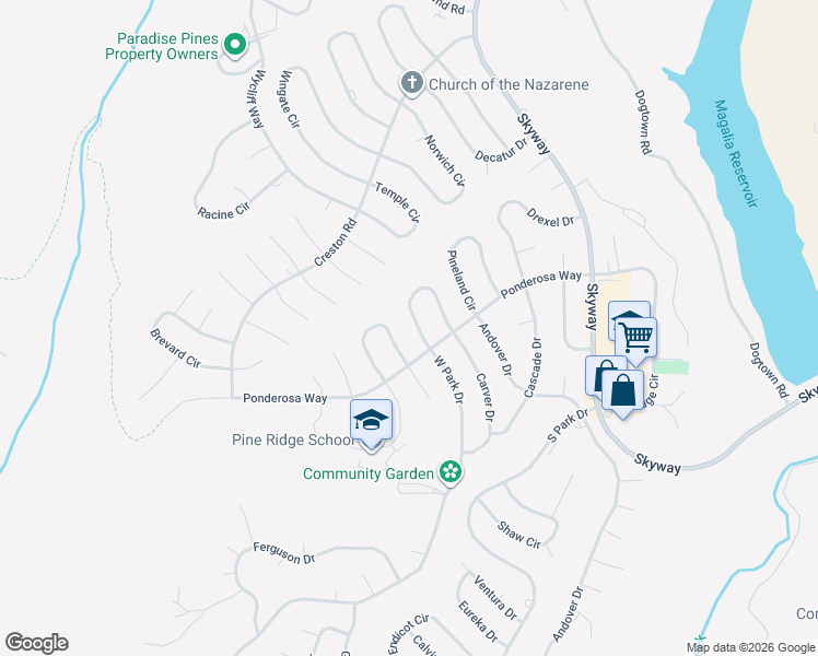 map of restaurants, bars, coffee shops, grocery stores, and more near 13951 Jarvis Circle in Magalia