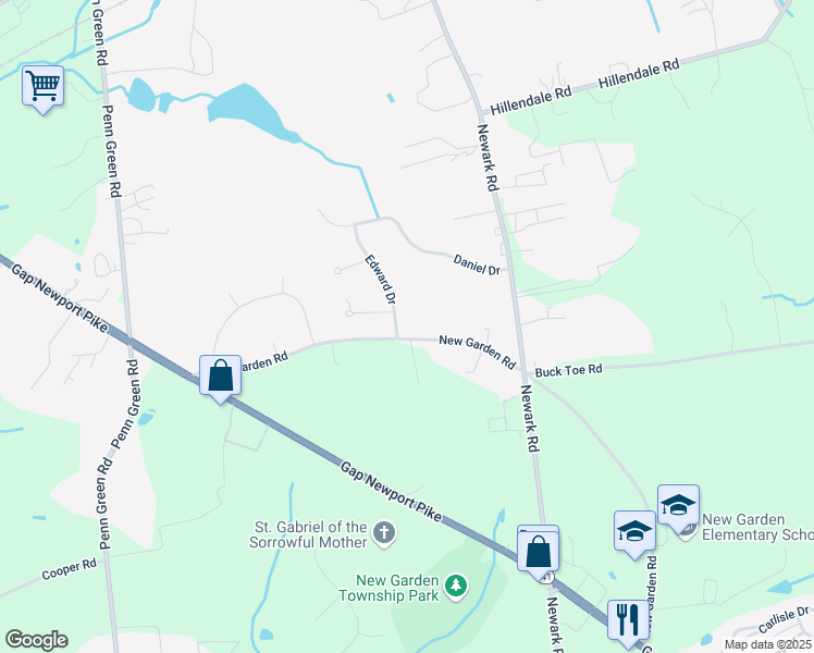 map of restaurants, bars, coffee shops, grocery stores, and more near 2 Edward Drive in Avondale