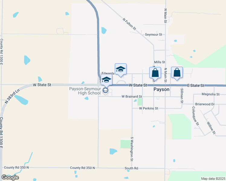 map of restaurants, bars, coffee shops, grocery stores, and more near 420 West Brainard Street in Payson