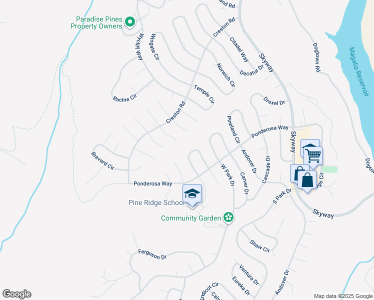 map of restaurants, bars, coffee shops, grocery stores, and more near 13937 Chestnut Circle in Magalia
