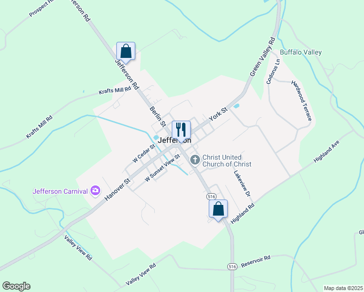 map of restaurants, bars, coffee shops, grocery stores, and more near 2 Baltimore Street in Spring Grove