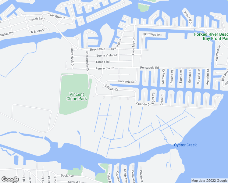 map of restaurants, bars, coffee shops, grocery stores, and more near 1002 Orlando Drive in Lacey Township