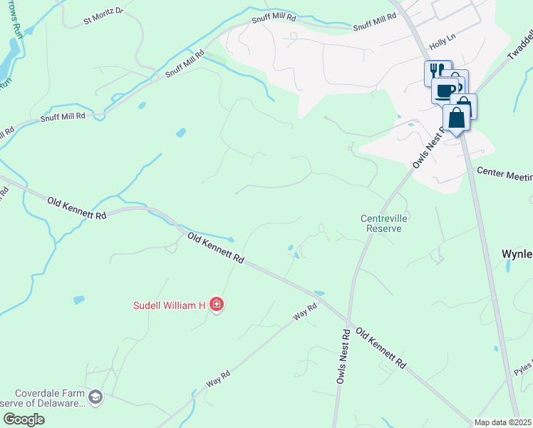 map of restaurants, bars, coffee shops, grocery stores, and more near 205 Haystack Lane in Wilmington
