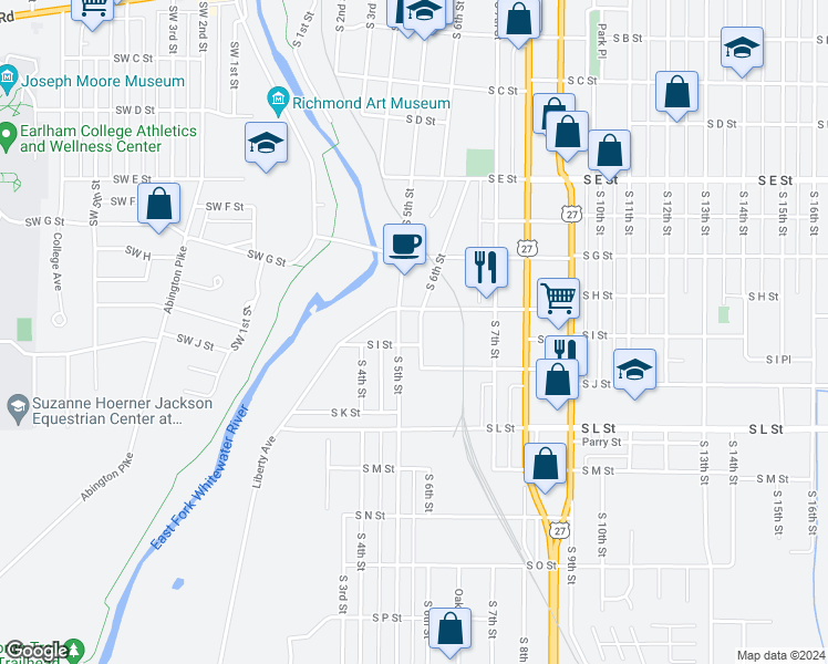 map of restaurants, bars, coffee shops, grocery stores, and more near 824 South 6th Street in Richmond