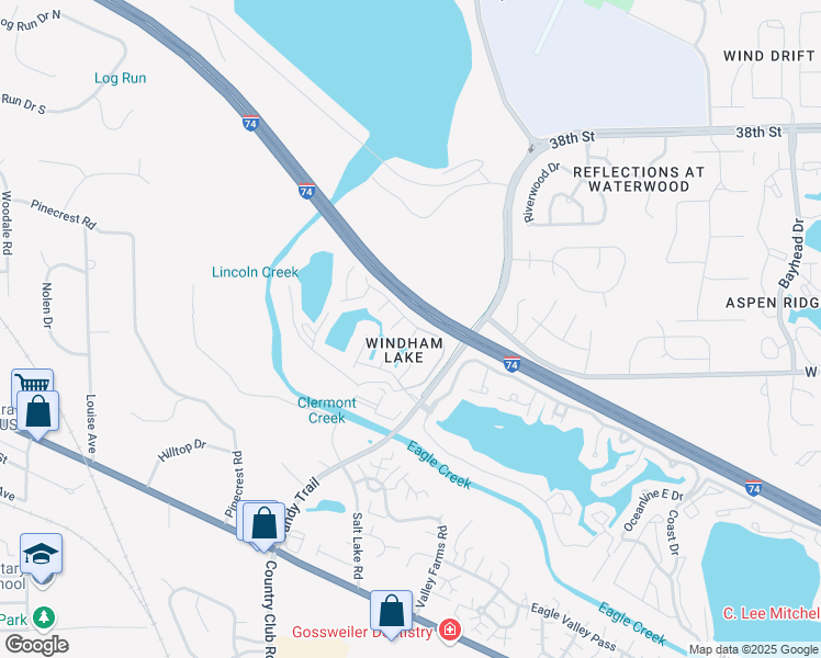 map of restaurants, bars, coffee shops, grocery stores, and more near 7958 Windham Lake Way in Indianapolis