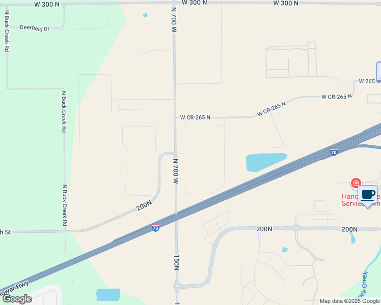 map of restaurants, bars, coffee shops, grocery stores, and more near 2444 North 700 West in Greenfield