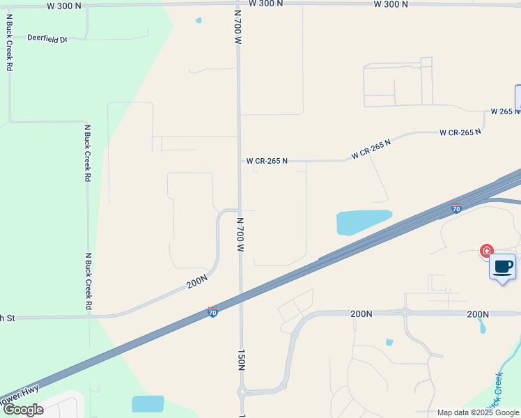 map of restaurants, bars, coffee shops, grocery stores, and more near 2444 North 700 West in Greenfield