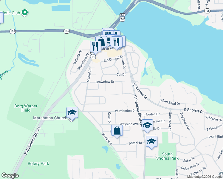 map of restaurants, bars, coffee shops, grocery stores, and more near 2028 Brownlow Court in Decatur