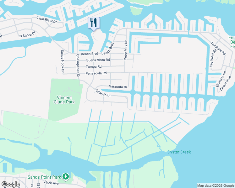 map of restaurants, bars, coffee shops, grocery stores, and more near 1012 Orlando Drive in Lacey Township